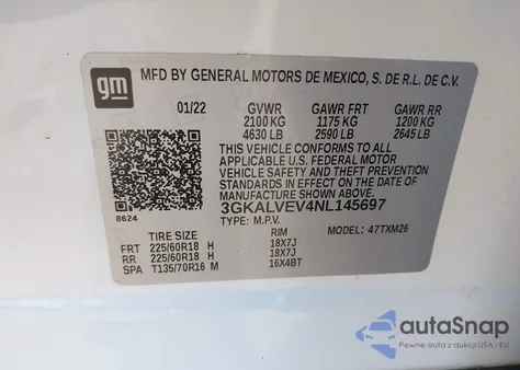 2022 GMC Terrain Awd Slt из США, поврежденный, VIN 3GKALVEV4NL145697